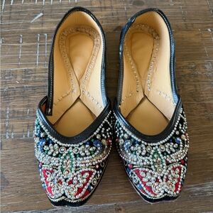 Embellished Traditional Punjabi Black Jutti Handmade Ethnic Wear Boho